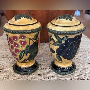 Rare certified International Ceramic Hand-Painted Renaissance Salt Pepper Shake